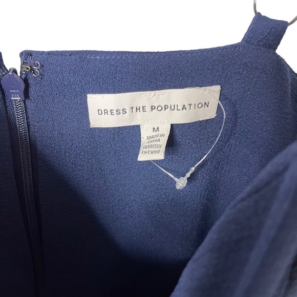 Dress The Population Estella Dress Leg  Slit Size Medium Blue Sweetheart Neck - Picture 6 of 9